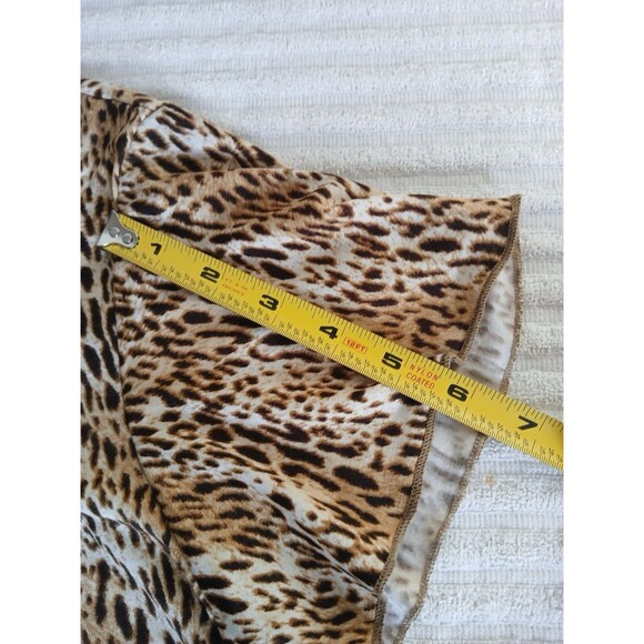 Jaclyn Smith Womens 3X Top Brown Beaded Animal Print Accent Flutter Short Sleeve - Picture 11 of 13